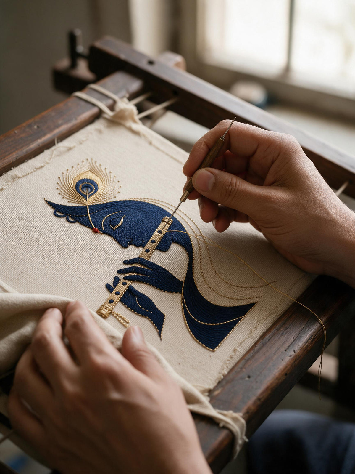Artisan working by hand on Venu Gita