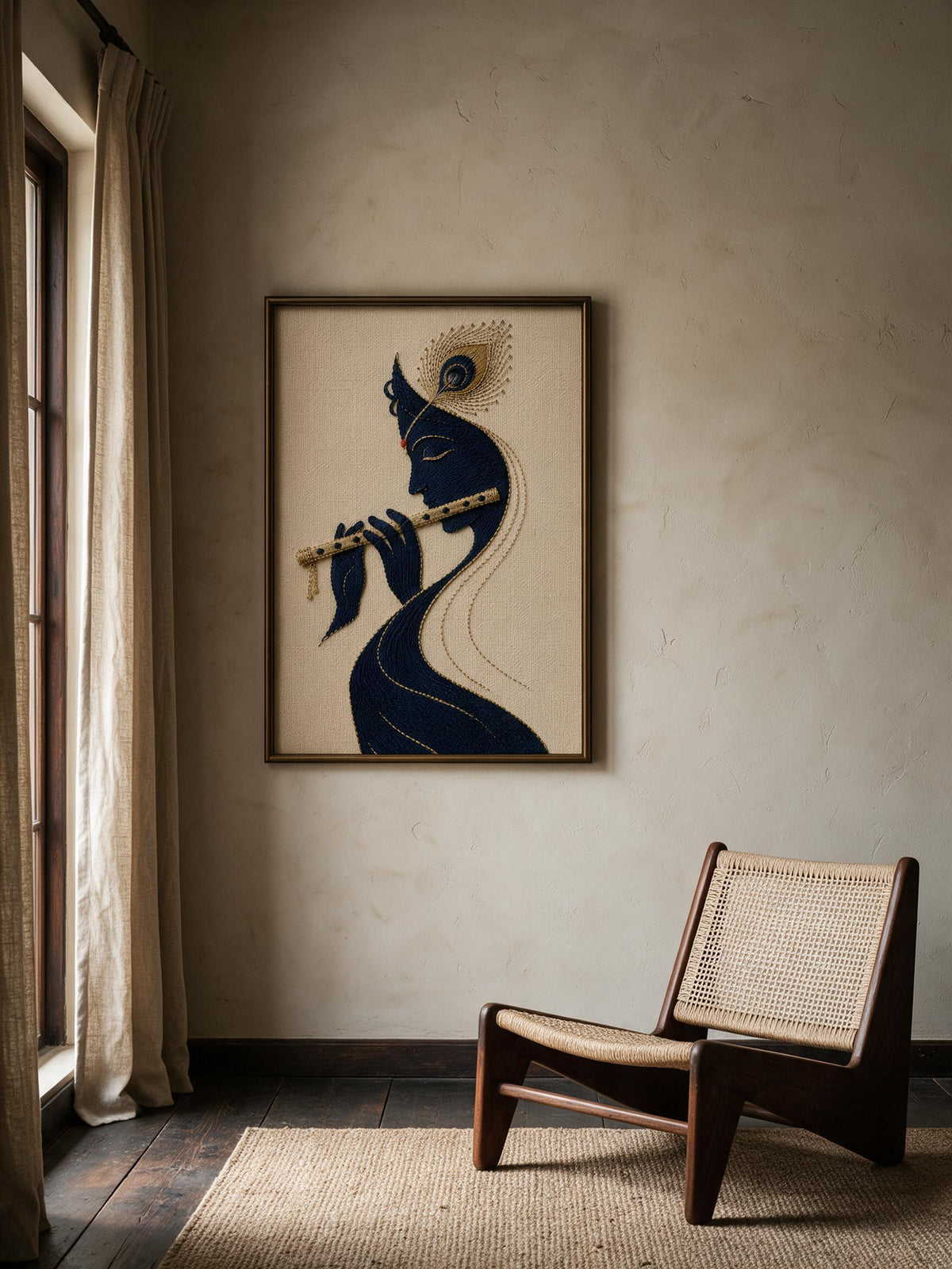Venu Gita installed in a warm plaster interior
